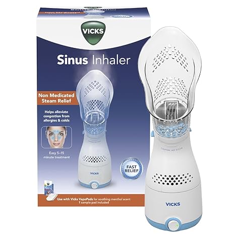 Vicks Personal Sinus Steam Inhaler with Soft Face Mask – Face Humidifier with Targeted Steam - Aids with Sinus Problems, Congestion and Cough, Works With Vicks VapoPads (not included)