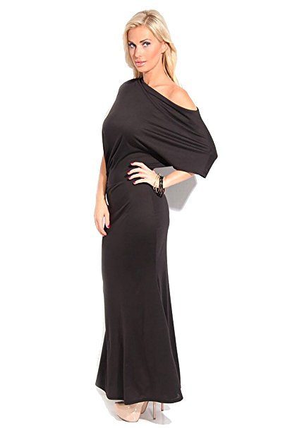 Young Aloud OFF THE ONE SHOULDER KIMONO SLEEVE LONG MAXI CASUAL COCKTAIL PARTY DRESS