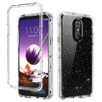 BENTOBEN LG Stylo 4 Case, LG Stylo 4 Plus Case, LG Q Stylus Case, Transparent Heavy Duty Full Body Shockproof 3 in 1 Hard PC Soft TPU Scratch Resistance Protective Phone Cover, Silver Glitter Clear