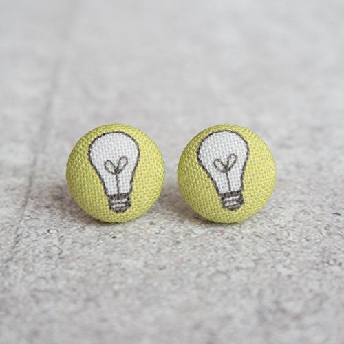 Lightbulb Fabric Button Earrings