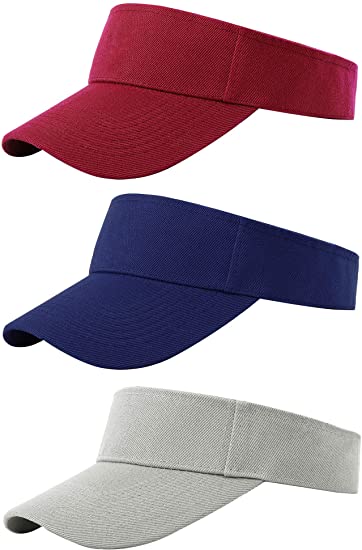 Cooraby 3 Pack Athletic Sun Visors Hats One Size Adjustable Sun Cap for Women and Men