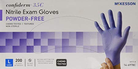 McKesson Confiderm 3.5C Nitrile Latex-Free LG Exam Gloves, Large, Chemo Tested, Powder-Free, 200/BX