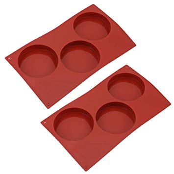 Tebery 3-Cavity Large Round Disc Candy Silicone Molds Pastry Bakeware for Baking, Soap Making, Epoxy Resin, Crafting Projects (2 Pack)