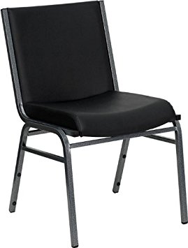 Flash Furniture HERCULES Series Heavy Duty Black Vinyl Fabric Stack Chair