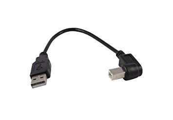 YCS Basics Black 6 Inch USB 2.0 High Speed Printer / Scanner Right Angle Cable