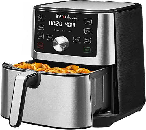 Instant Vortex Plus 6-in-1 6QT Large Air Fryer Oven Combo (Free App With 90 Recipes), Customizable Smart Cooking Programs, Nonstick and Dishwasher-Safe Basket, Stainless Steel