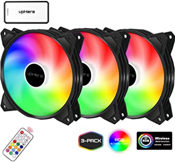 upHere 120mm Wireless 3-Pack RGB Computer Case Fan,for PC Cooling(PF1206-3)