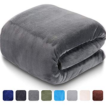 LEISURE TOWN Fleece Throw Blanket for Fall Winter Spring All Season 330GSM Warm Fuzzy Extra Soft Throw Fleece Summer Autumn Blankets for Couch Sofa Travel, 50 by 60 Inches, Grey