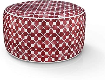 FBTS Prime Outdoor Inflatable Ottoman Red Round 21x9 Inch Patio Foot Stools and Ottomans Portable Travel Footstool Used for Outdoor Camping Home Yoga Foot Rest