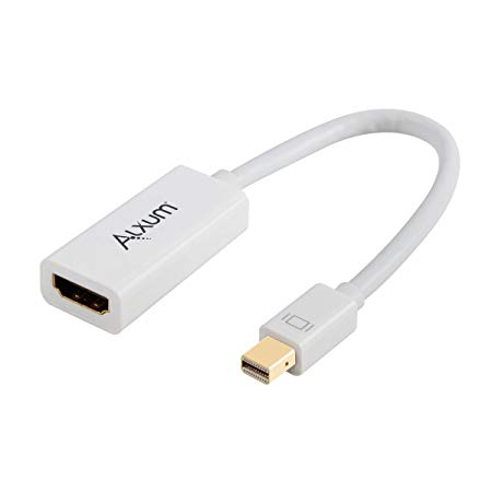 Alxum Mini DP to HDMI Adapter, Gold Plated Mini DisplayPort (Compatible Thunderbolt 2 Port) to HDMI Male to Female Converter for Apple Macbook Air/Pro, Microsoft Surface Pro, Mac Mini, White