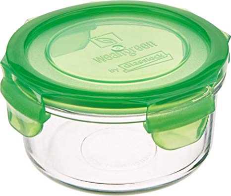 Wean Green Glass Food Storage Containers, Lunch Bowl 12 ounces, Pea