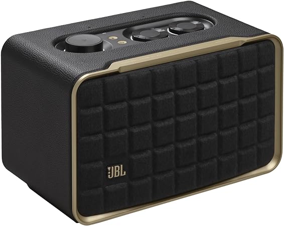 JBL Authentics 200, Smart Home Speaker Built-In WiFi and Music Streaming, Voice Assist and Bluetooth Connectivity, Retro Design in Black