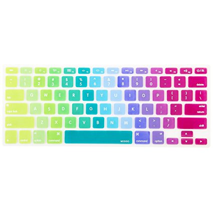 Mosiso Keyboard Cover for Macbook Pro 13 Inch, 15 Inch (with or without Retina Display, 2015 or Older Version) Macbook Air 13 Inch, Rainbow II