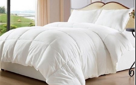 Oversized-Reversible Solid & Striped-Down Alternative Comforter with Corner Tabs-Queen - Exclusively by BlowOut Bedding RN #142035