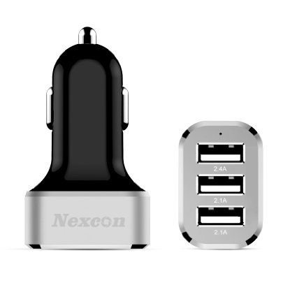 Car Charger Nexcon 66A  33W 3 USB Ports Car Charger with SmartIC Technology - Rapid Portable Travel Charger for Apple iPhone 6S6 6 plus Samsung Galaxy S6S6 Edge All USB Powered Device BlackSilver