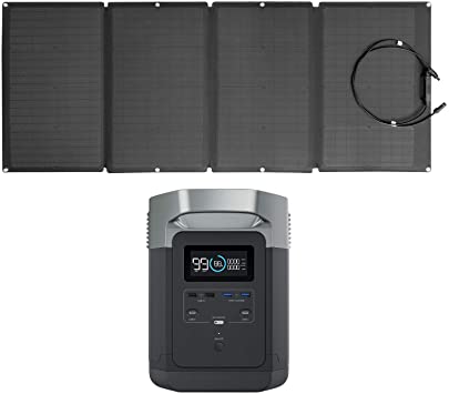 EF ECOFLOW DELTA Portable Power Station 1260Wh   160W Solar Panel, 6x 1800W AC Outlets, Solar Generator for Camping, Home Backup Emergency, Outdoors, RV, Off-Grid