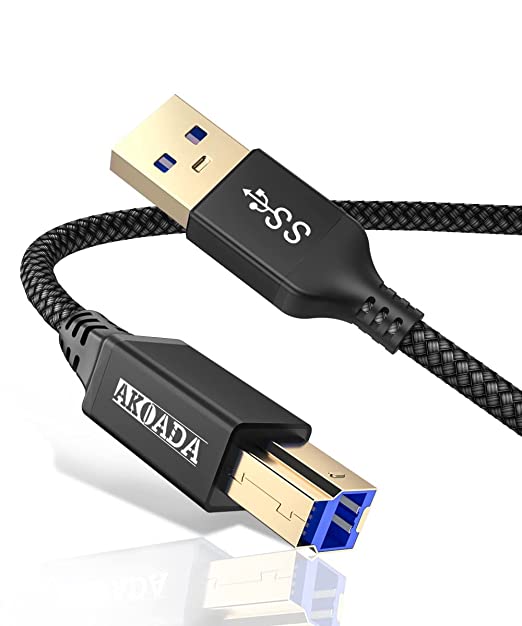 2M USB 3.0 Cable, USB 3.0 Printer Cable A Male to B Male Compatible with Docking Station, USB 3.0 Hubs, External Hard Drives, Printers, Scanners, Multifunction Printers and more (Black)