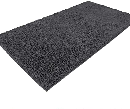 MAYSHINE Absorbent Microfiber Chenille Door Mat Runner for Front Inside Floor Doormats, Quick Drying, Washable (31x59 inches, Charcoal Gray)