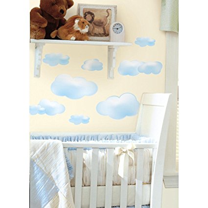 RoomMates RMK1250SCS Clouds Peel & Stick Wall Decals, 19 Count