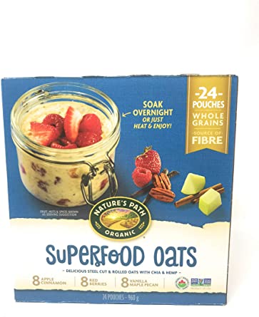 Nature's Path Organic Superfood Oats - 24 Pouches - Delicious Steel Cut and Rolled Oats with Chia