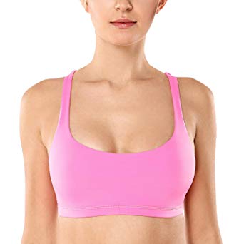 CRZ YOGA Women's Cross Back Wirefree Removable Cups Longline Yoga Sports Bra