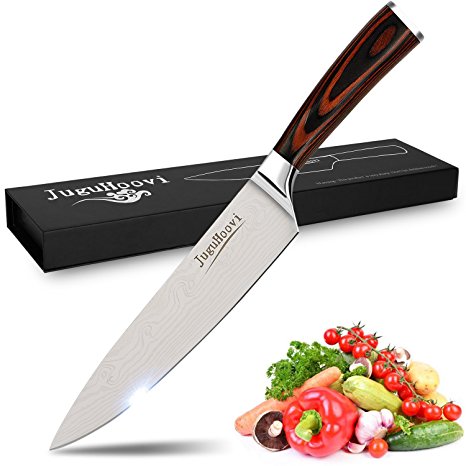 JuguHoovi Chef Knife,8 inch Kitchen Knife German Stainless Steel Kitchen Knives Multipurpose Chefs Knife Razor Sharp and Rust-Free Chopping Knife Professional High Carbon Knife for Chef