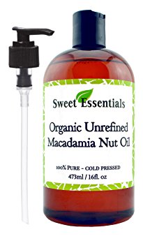 Organic Extra Virgin Macadamia Nut Oil | 16oz | Imported From Italy | 100% Pure, Unrefined | Cold Pressed | Offers Relief From Dry Skin, Psoriasis & More, Best Natural Moisturizer, Great For Hair