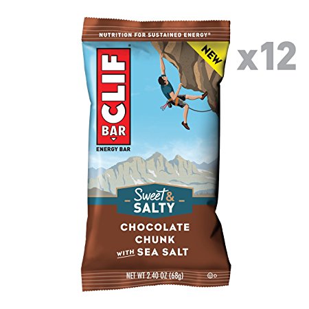 CLIF BAR - Sweet & Salty Energy Bar - Chocolate Chunk with Sea Salt - (2.4 Ounce Protein Bar, 12 Count)