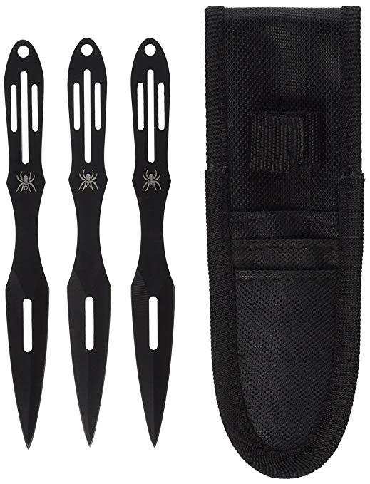 Ace Martial Arts Supply Bulls Eye Triple Knife Set, Black