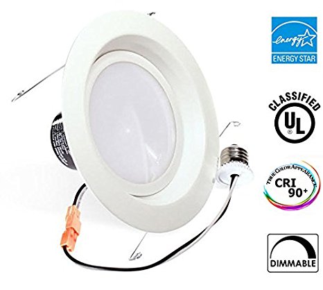 13Watt 6-inch ENERGY STAR UL-listed Dimmable LED Recessed Lighting Fixture Retrofit Downlight- 4000K Cool White LED Ceiling Light --830LM, Meets Title 24 Requirments, ROHS, 5 Year Warranty
