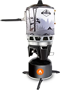HikeCrew Portable Gas Powered Stove top & Cooking System, Compact Camping Cooktop with 0.8L Pot, Silicone Lid, Folding Handle & Carry Bag, Perfect for Camping, Hiking, Backpacking, Survival & Emergenc