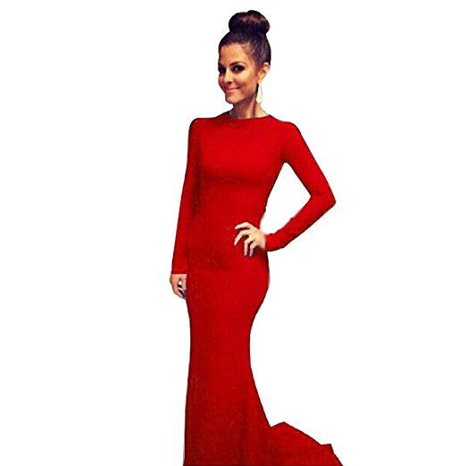 ROPALIA Womens Formal Evening Gown Long Sleeve Prom Ball Cocktail Party Dress