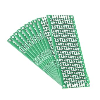 uxcell 10pcs 3x7cm Double Sided PCB Board Universal Printed Circuit Proto Board for DIY Soldering Electronic Projects Practice Test Circuit