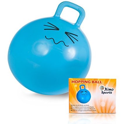 Hopping Ball for Kids, Teenagers and Adults, 22 Inch Diameter, Space Hopper Ball for Anybody up to 170 Lbs., Offers Hours of Fun for Boys and Girls, Safe and Durable Jumping Ball with Handle