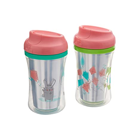 First Essentials by NUK Insulated Cup-Like Rim Sippy Cup, 9 oz, 2-Pack, Bunny