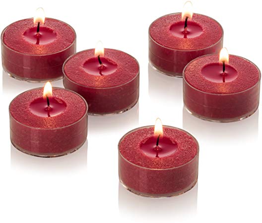 Red Tealight Candles with Clear Cup - Bulk Set of 72 Unscented Tea Lights - 4 Hour Burn Time