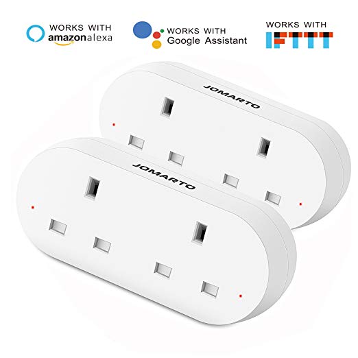WiFi Smart Plug, JOMARTO Smart Dual Socket Compatible with Alexa Echo, Google Assistant and IFTTT, Remote Control Your Device from Anywhere with Timer Function, No Hub Required 2 Pack