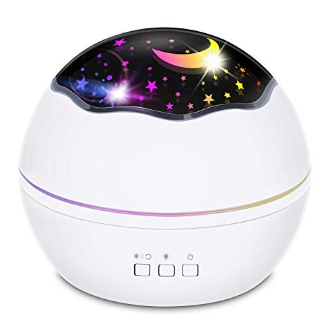 ANTEQI Star Projector Night Lights for Kids, Led Multiple Colors 360 Degrees Rotating Ocean/Cosmos Star Sky Night Lamp for Baby Bedroom (White)