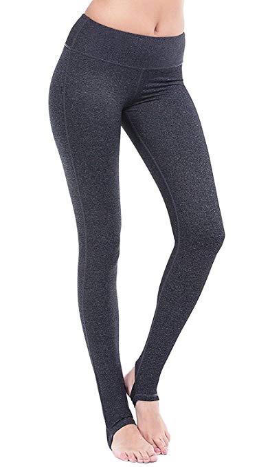 YIANNA Yoga Pants,Women's Power Flex Barre Stirrup Leggings Inner Pocket Workout Running Pants