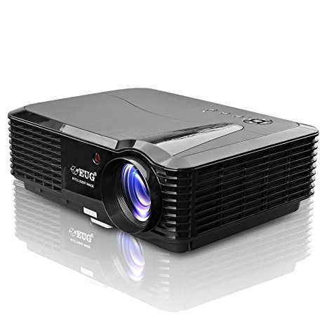 EUG X90 LCD Home Video Projector 1280800 HD Red/blue 3D Cinema Projectors 3400 Lumen for Laptop iphone ipad Xbox PS4/PS3 with free hdmi cord