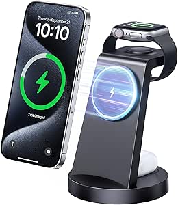 Wireless Magnetic Charger Station for iPhone:3 in 1 Charging Stand for iPhone15 14 13 12 pro max & AirPods 3/2/Pro & iWatch