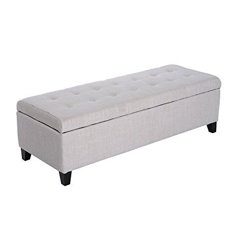 HomCom 51” Fabric Tufted Storage Ottoman Bench