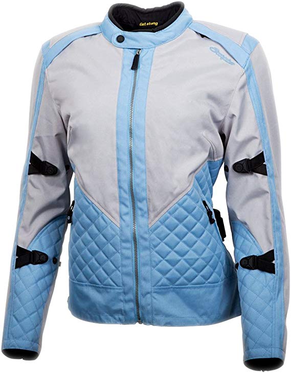 ScorpionExo Dominion Women's Textile Adventure Touring Motorcycle Jacket (Grey/Blue, Medium)