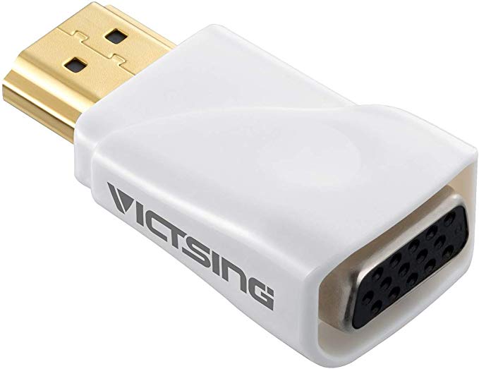 VicTsing HDMI to VGA Adapter Converter Gold-Plated for PC, Laptop, DVD, Desktop and Other HDMI Input Devices -White