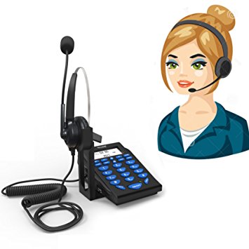 Corded Telephone with Headset,Valoin Hands-free Corded Phone Dialpad with Noise Cancellation Headphone for House Call Center and Office (Blue 6)