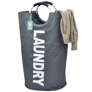 Collapsible College Laundry Bags for Heavy-duty Use with Alloy Handles Deep Grey