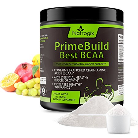 330g (12oz) 3-In-1 Post Workout 7G BCAA Powder by Natrogix, 3G Creatine and a 2:1:1 ratio of Branched Chain Aminos for Muscle Growth, Faster Recovery and Prevent Muscle Soreness. Great Taste. Low Carb