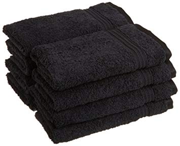 Superior Luxurious Soft Hotel & Spa Quality Hand Towel Set of 8, Made of 100% Premium Long-Staple Combed Cotton - Black, 16" x 30" each