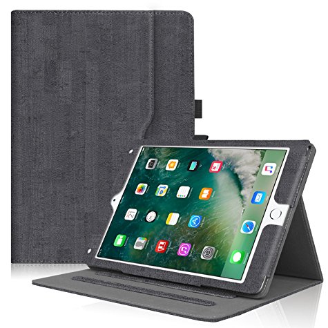 Famavala Folio Stand Case Cover With Pocket For 9.7 Inch Apple iPad 2017 / iPad Air 2 / iPad Air Tablet; Case Supports [Multi-Angle Viewing][Corner Protection][Auto Wake / Sleep] (Gray)