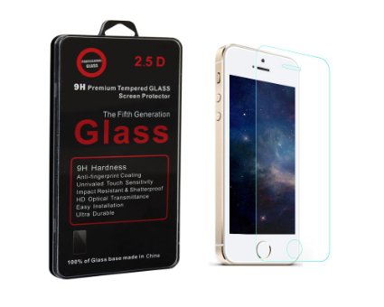 iPowerdirect Highest Quality Premium Ultra Thin 25D Round Edge Sensitive Touch Real Tempered Glass Screen Protector Bubble Free For iPhone 5 iPhone 5S iPhone 5C Anti Fingerprint Anti Water and Oil 9H Anti Scratch Anti Shock Explosion Proof For iPhone 55S5C